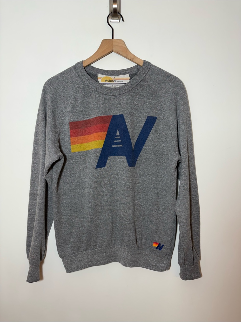 Aviator Nation Logo Crewneck Sweatshirt Gray Size Small